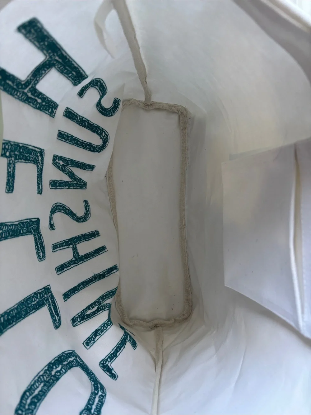 The Spring Shop White Canvas 'Hello Sunshine' Tote with Teal Accents